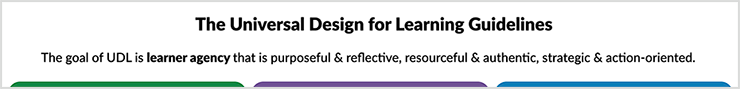 The goal of UDL is learner agency that is purposeful & reflective, resourceful & authentic, strategic & action-oriented.